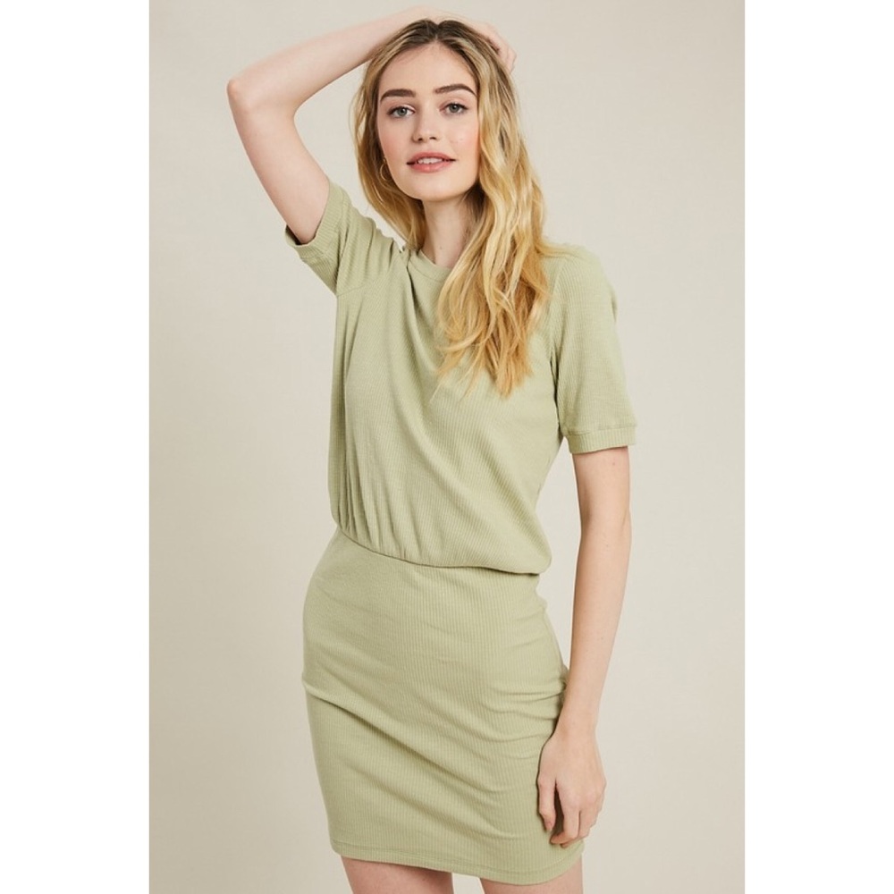 Short Sleeve Ribbed Dress